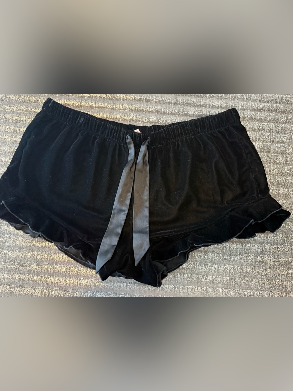 Victoria's Secret Black Velvet Sleep Shorts with Elastic Waist